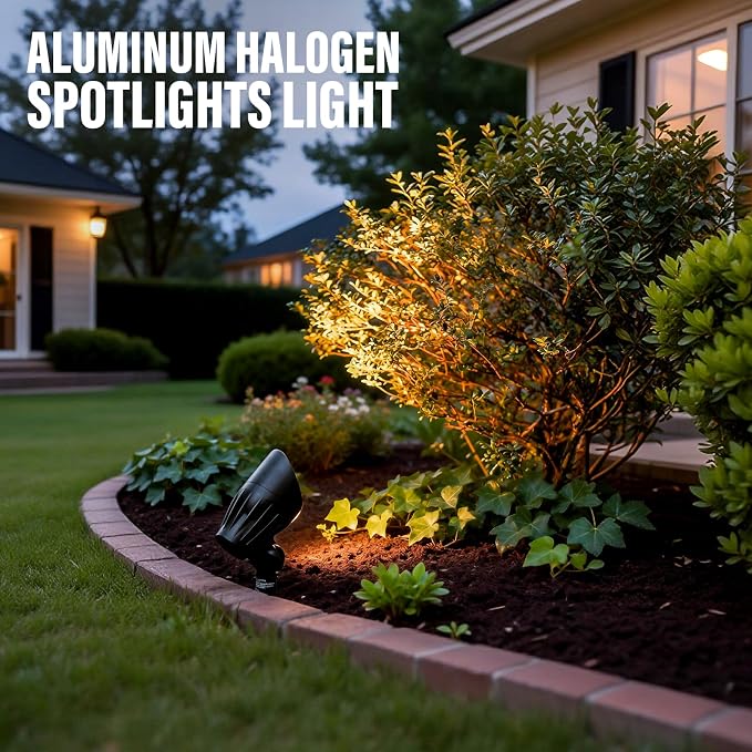 VENUS MANUFACTURING Low Voltage Landscape Spotlights - 50W Halogen High Power Outdoor Tree Lights, 12V Waterproof Metal Spot Light Kits, 3000K Warm Replaceable MR16 Bulb, ETL Listed for Garden Yard