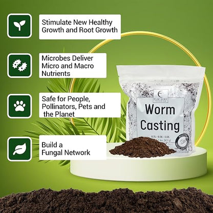 Elm Dirt Worm Castings for Plants - Worm Castings Organic Fertilizer | 100% Organic Plant Food for Houseplants, Gardening, Shrubs & Bushes, Root Growth and Micro Nutrients - Earthworm Casting, 2 lbs