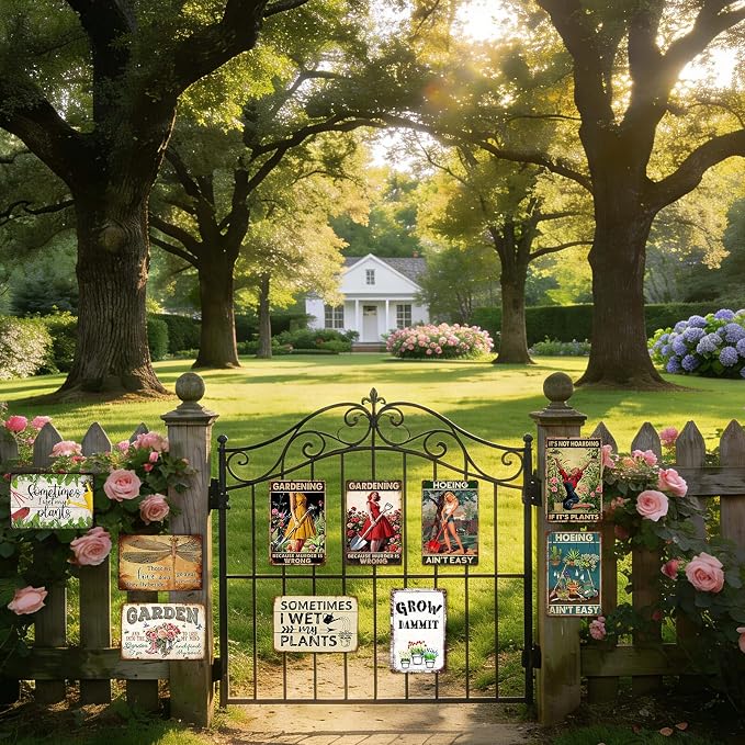 Funny Garden Metal Signs For Outside Gardening Gifts For Women Plant Lover Gifts Hoeing Ain’T Easy Sign Yard Decorations Outdoor Best Gift For Gardeners Garden Decor Funny Plant Signs 12x8 Inch