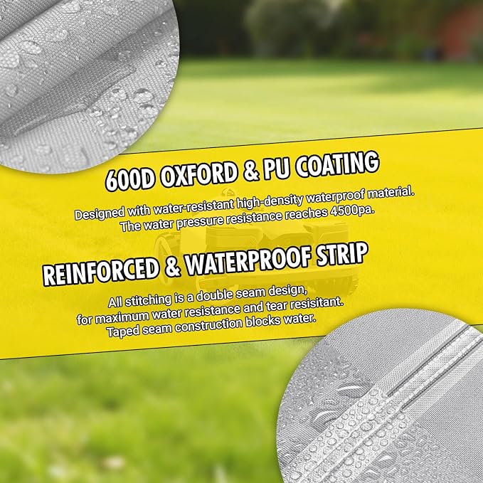 Robot Mower Garage + Waterproof Cover, 32"x30"x26" | Heavy Steel Frame | Thickened 600D Oxford Fabric Sun Resistant Dustproof Shelter, Fits Husqvarna, Mammotion, Segway, WORX, ECOVACS, MOVA & more