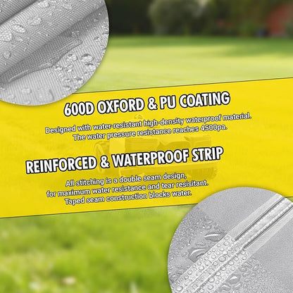Robot Mower Garage + Waterproof Cover, 32"x30"x26" | Heavy Steel Frame | Thickened 600D Oxford Fabric Sun Resistant Dustproof Shelter, Fits Husqvarna, Mammotion, Segway, WORX, ECOVACS, MOVA & more