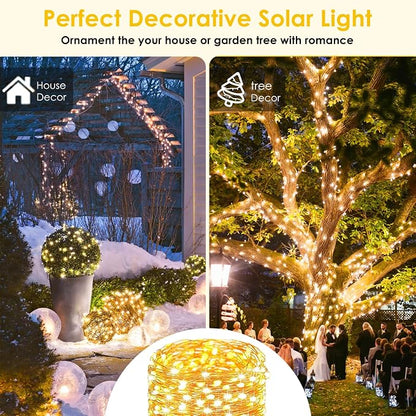 Solar String Lights Outdoor, 2 Pack 400LED 144FT Extra-Long Fairy Lights | 8 Lighting Modes, Copper Wire, Memory Function, Auto On/Off, Waterproof Twinkle Lights for Tree Garden Patio Party Xmas Decor