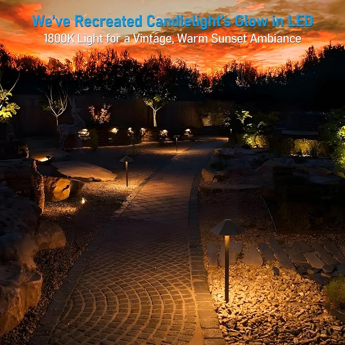 LEONLITE 6-Pack 5CCT Low Voltage LED Pathway Lights, Hexagon Head | 12-24V AC/DC, IP65, Landscape Path Lights, for Walkway Yard Garden, 1800/2700/3000/4000/5000K, Oil Rubbed Bronze, Aluminum