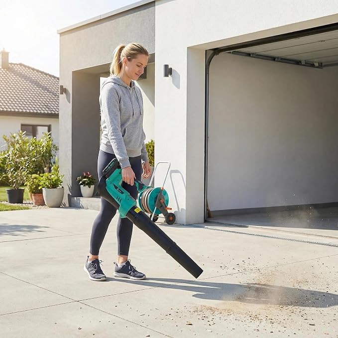 Garvee Leaf Blower Cordless - 550 CFM / 21V Powerful 2 * 2.0Ah Batteries and Charger, 6 Speed Modes, Lightweight Leaf Blowers for Lawn Care, Patio, Dust, Blowing Leaves 40 Mins Long Runtime