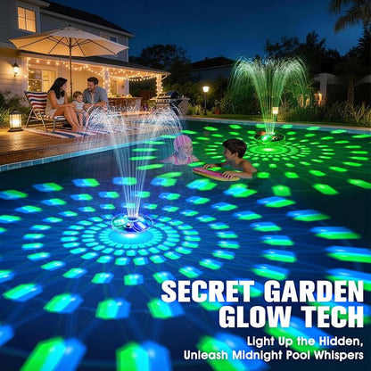 Rechargeable Pool Fountain with Remote,8000mAh Floating LED Pool Fountain with Light,Above Ground Pool Water Fountain Pump,Outdoor Swimming Pool Sprinkler Fountains for Inground Pool Decor-PearlWhite