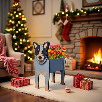 Australian Cattle Dog Planter Pots, 9.45 x 6.09 x 13.39 Inches | Dog Flower Pot, Cute Animal Shaped Plant Pot, Gifts for Women & Pet Lovers, Indoor Outdoor Garden Home Office Decor
