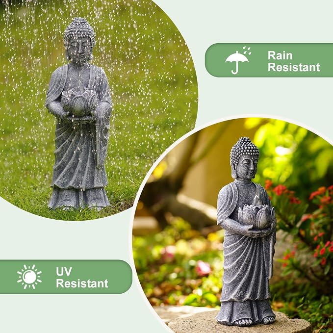 Meditation 11' Buddha Statue Figurine -Buddha with Tea Lights Candle Holder,Gift idea,Zen Garden Yard Lawn Home Decor Meditation Accessories