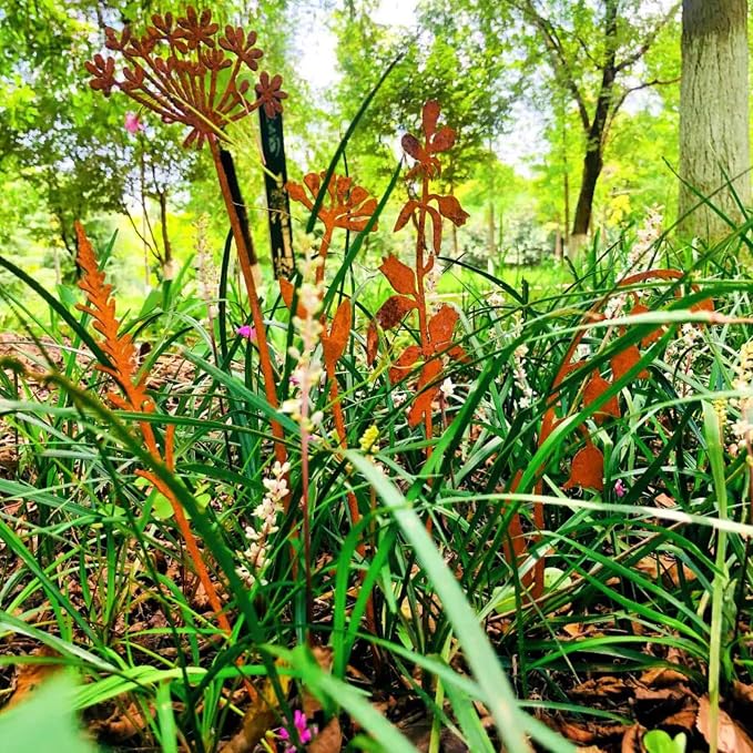 Metal Flowers Garden Stakes | 5Pcs，Easy to use, no maintenance required