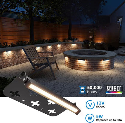 Teekuv 8 Pack 7 Inch Retaining Wall Lights, 5W LED Hardscape Lighting, 12V AC/DC Low Voltage Paver Lights Outdoor, Waterproof 2700K Soft White Landscape Lighting for Walls Patio Yard, ETL