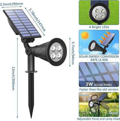 T-SUNUS Green Solar Spotlights Outdoor for Trees, Adjustable LED Solar Uplights for Yard Garden Landscape, Waterproof Auto On/Off Solar Lights (2 Pack)