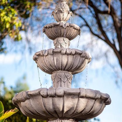 XBrand Large Outdoor Electric Bird Bath Fountain 58.3", 3-Tier Garden Water Fountain with Pump, Classic Leaf Design, Resin Floor Fountain for Yard, Lawn, Patio & Porch