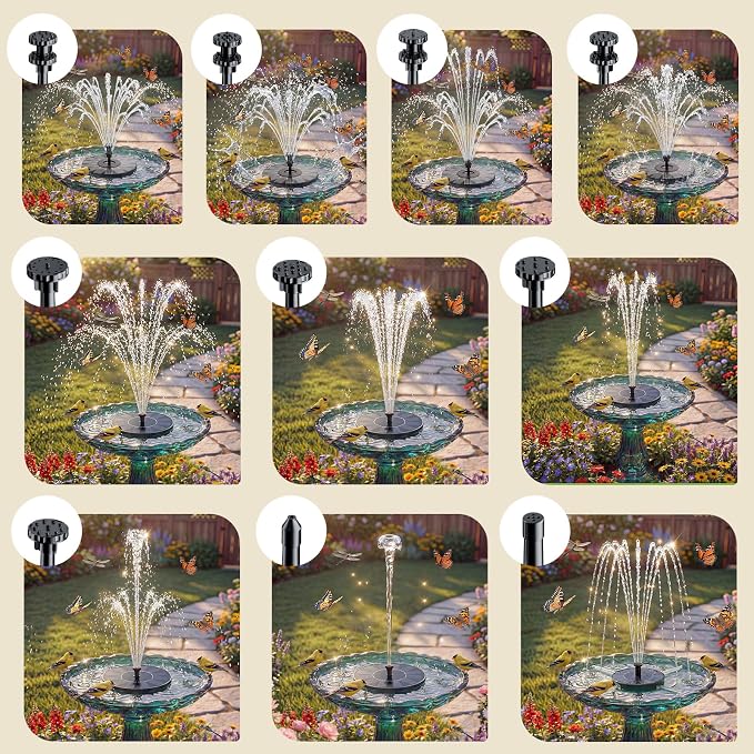 AISITIN 3.5W Solar Fountain for Bird Bath, Floating Solar Water Fountain Pump with 6 Interchangeable Nozzles, Outdoor Solar Water Pump for Garden Pond, Aquarium, Fish Tank, Pool