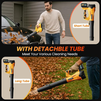 Cordless Leaf Blower with 6 Adjustable Wind Speed, Powerful Electric Leaf Blowers with 2 4.0Ah Battery and Charger, Lightweight Handheld Leaf Cleaner for Lawn Care, Patio, Leaves Dust Cleaning