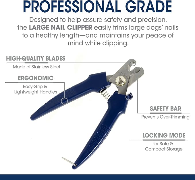 Four Paws Magic Coat Professional Series Grooming Brushes for Dogs & Cats l Trimmers, Nail Clippers, & Brushes Dog & Cat (Packaging May Vary) | Dog nail clipper, safety bar helps prevent over-trimming, easy-grip handles, .48" hole opening, for large dogs