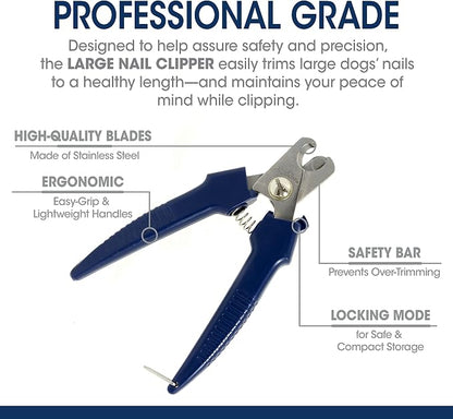 Four Paws Magic Coat Professional Series Grooming Brushes for Dogs & Cats l Trimmers, Nail Clippers, & Brushes Dog & Cat (Packaging May Vary) | Dog nail clipper, safety bar helps prevent over-trimming, easy-grip handles, .48" hole opening, for large dogs