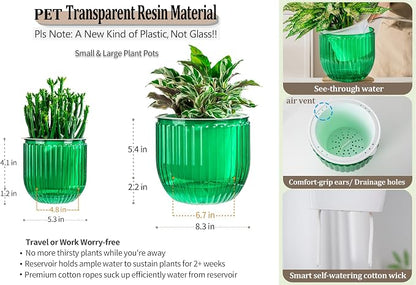 Melphoe Self Watering Pots for Indoor Plants Planter, 8.3/5.3 Inch 2 Pack Planters Self Watering Plant Pots for Flower, Houseplants, Succulent, African Violets and Cactus with Drainage