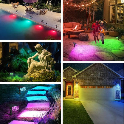 Linkind Solar Lights Outdoor StarRayS, Color Changing Solar Spot Lights, IP65 Waterproof Easter Lights for Landscape Garden Pathway Walkway (Multicolor, 10 Pack)