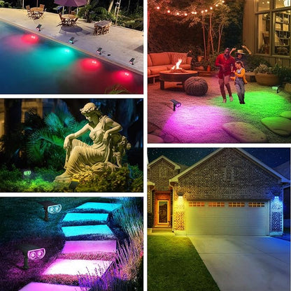 Linkind Solar Lights Outdoor StarRayS, Color Changing Solar Spot Lights, IP65 Waterproof Solar Spotlights for Landscape Garden Pathway Walkway (Multicolor, 6 Pack)