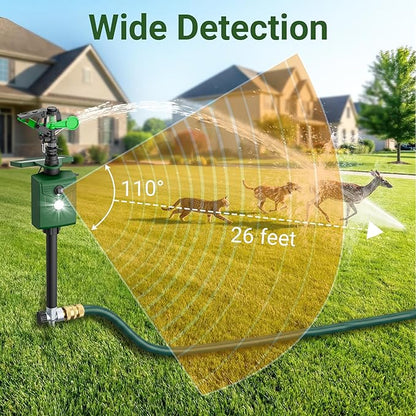 Solar Animal Sprinkler Cat Repeller Motion Sensor Deer Repellent Motion Activated Sprinklers for Animal Deterrent 2 Pack with Flashing Lights Squirrel Dog Fox for Yard Lawn Courtyard Farm