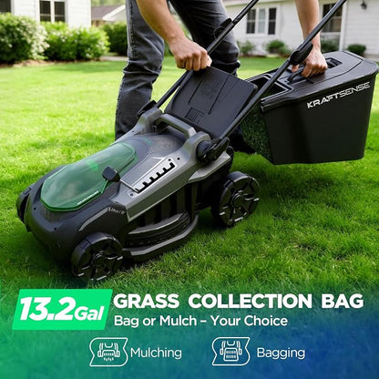 16" Electric Lawn Mower, 40V Cordless Lawn Mower with 2x5.0Ah Batteries & Charger, Brushless Motor, 2-in-1 Mulching & Bagging, 6-Position Height Adjustment, for Small Yards