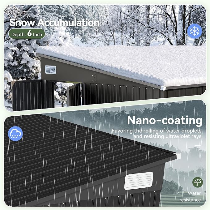 7.5'x4' Outdoor Shed with 3-Lockable Door Black | Heavy-Duty Galvanized Metal Garden Storage for Bikes, Tools, Garden, Patio