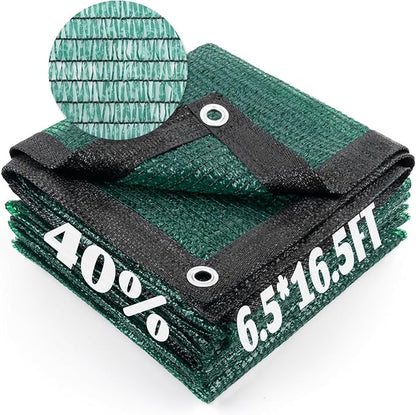 Cool Area 40% Sun Shade Cloth Mesh Tarp with Grommets for Plant Cover 6.5x16.5ft Patio Canopy Garden Pergola Greenhouse Car Barn Kennel Dark Green