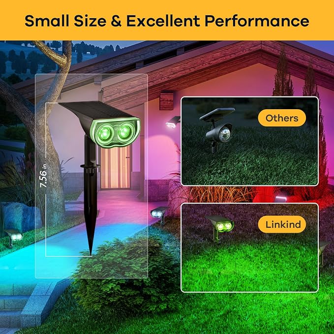 Linkind Solar Lights Outdoor StarRayS, Color Changing Solar Spot Lights, IP65 Waterproof Easter Lights for Landscape Garden Pathway Walkway (Multicolor, 10 Pack)