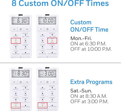 UltraPro Daysmart 7-Day Digital In-Wall Timer, Presets/Countdown, Programmable Settings, Override, Sunrise/Sunset, Light Timer Switch for Indoor Lighting, Porch, Seasonal, LED, 40954