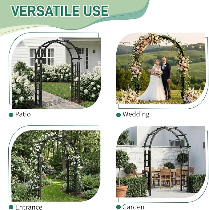 Outvita 7Ft Wooden Garden Arbor Arch, Wood Arbor Trellis, Pergola Archway for Wedding Ceremony Decoration Pergola Plant Climbing Rose Vines Lawn Courtyard Patio Black