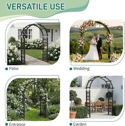 Outvita 7Ft Wooden Garden Arbor Arch, Wood Arbor Trellis, Pergola Archway for Wedding Ceremony Decoration Pergola Plant Climbing Rose Vines Lawn Courtyard Patio Black