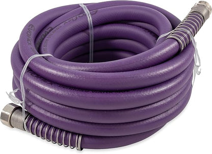 Camco EvoFlex 25-Ft Water Hose - RV Drinking Water Hose Contains No Lead, No BPA & No Phthalate - Flexible Design w/Stainless Steel Strain Relief Ends - 5/8” Inside Diameter, Purple (22582)
