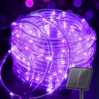Brightown 39FT 100LED Halloween Solar Rope Lights, Purple | IP65 Solar Fairy Lights with 8 Lighting Modes, Halloween Decoration Outdoor for Party Garden Yard Holiday Tree Decoration