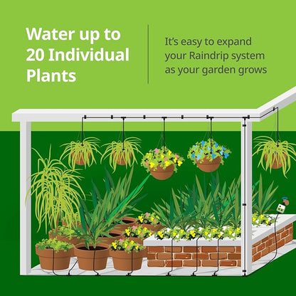 Raindrip R560DP Drip Watering System, Automatic Drip Irrigation System with Timer for Containers and Hanging Baskets, Waters up to 20 Plants, Includes 20 Drippers, Black