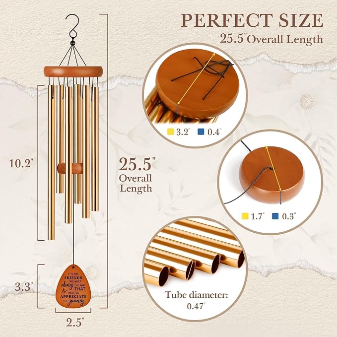 SteadStyle Friendship Gifts for Women, Wind Chime for Best Friends, Friend Gifts for Men - Wonderful Friendship Presents for Special Women BFF Wind Chimes for Garden Patio Backyard