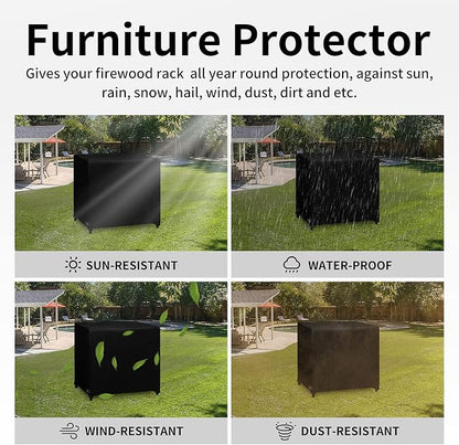 Easy-Going 4 Feet Outdoor Log Rack Cover Waterproof Weatherproof Firewood Cover with Openable Front Flap, (Cover Only, Rack Not Included)