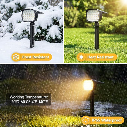 Solar Spot Lights Outdoor, 4 Pack 58 LED Solar Landscape Spotlights, Auto On/Off 3 Lighting Modes, 2-in-1 IP65 Waterproof Solar Landscape Lights for Yard Garden Pathway Tree