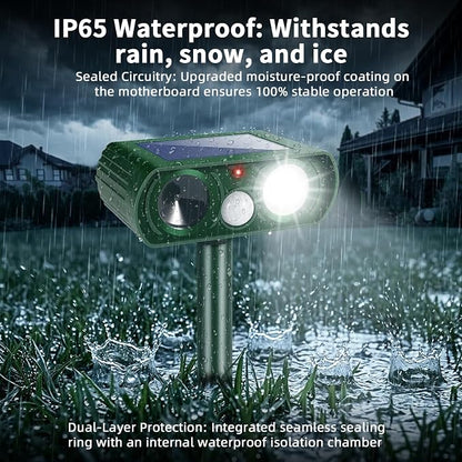 2026 Upgraded Sonic Fortress Pro Deer Repellent Devices,4Pack Solar Ultrasonic Animal Repellent with Motion Sensor&Flash Light-IP65 Waterproof Rabbit,Raccoon,Cat Repellent Outdoor for Yard