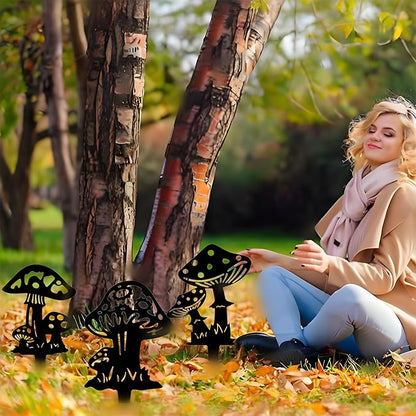Decorative Garden Stakes， Fairy Garden Stakes, Butterfly Fairy Stakes for Weather Resistant Black Metal Outdoor Decorative Art for Women Gift (Matte Black, 6P-C)