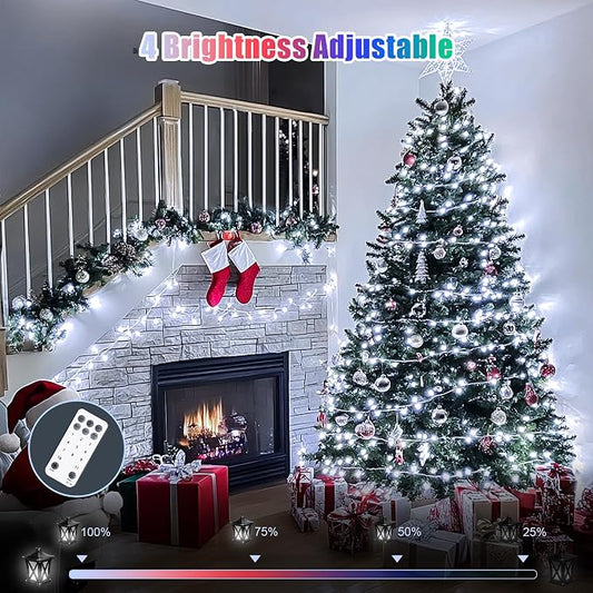JMEXSUSS Christmas Lights, 600 LED 168FT Color Changing Christmas Tree Lights with Remote, 11 Modes, Timer, Waterproof, Clear Wire String Lights for Xmas Décor, White & Multicolor