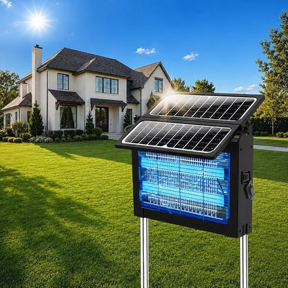 OnBeam Solar Bug Zapper Outdoor, Dual Solar Powered 4500V Mosquito Killer | IPX5 Waterproof, Solar & USB Charging, AUTO Mode, Rechargeable Fly Zapper, Electric Fly Trap for Backyard, Patio, RV Camping