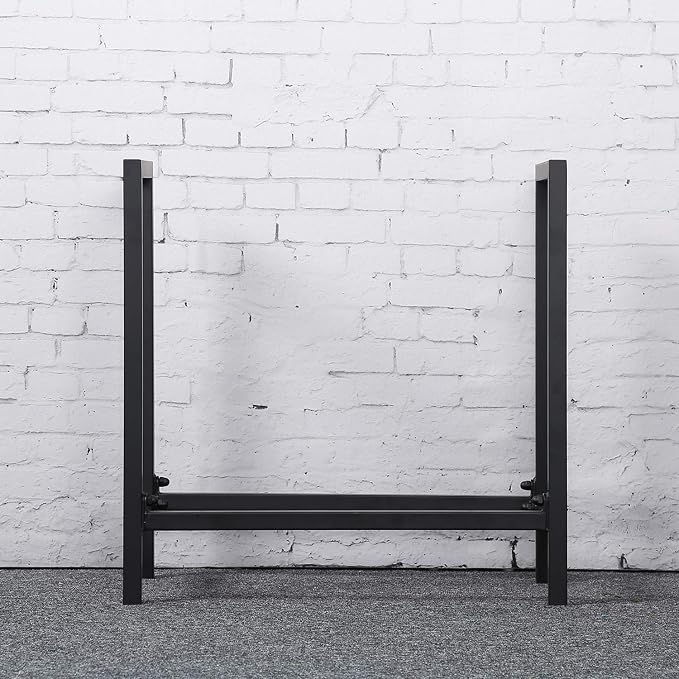 MBQQ Industrial Rustic 24" Firewood Log Rack for Home Fireplace Decoration, Indoor/Outdoor Wrought Iron Firewood Holder, Metal Lumber Storage Rack, Black