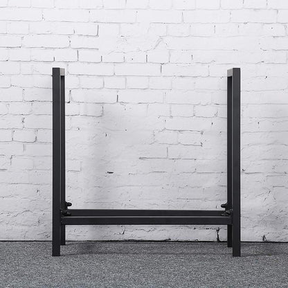 MBQQ Industrial Rustic 24" Firewood Log Rack for Home Fireplace Decoration, Indoor/Outdoor Wrought Iron Firewood Holder, Metal Lumber Storage Rack, Black