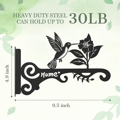 Metal Plant Hooks (2-Pack) - Decorative Wall Hangers with Bird Design for Indoor & Outdoor Use - Hanging Brackets for Plants, Flower Baskets, Bird Feeders, Lanterns - Patio, Garden, Home Decor