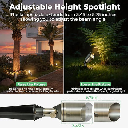 Gardencoin Solid Brass Low Voltage Landscape Spotlights, 12V Waterproof Outdoor Spot Lights, Wired Heavy Duty Bronze Accent Uplights for Yard Garden House Tree Lawn, Without Bulb (4 Pack)