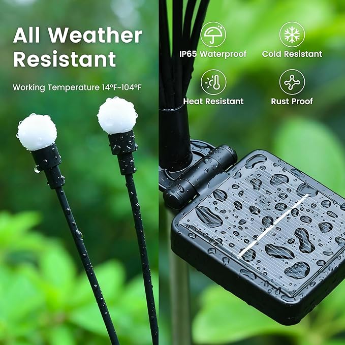 Solar Garden Lights, LED Swaying Solar Lights Outdoor Waterproof, Warm White Firefly Outdoor Decorative Lights, Garden Decor, Yard, Patio, Pathway Decoration Gardening Gifts (4 Pack)