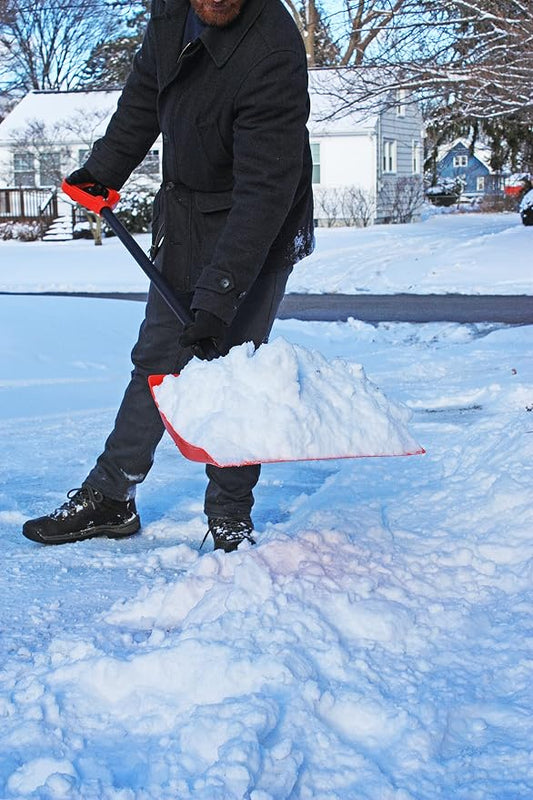 Emsco Group 1197 Bigfoot 18" Combination Multi-Use Blade Dozer Design with Metal Handle Snow Shovel, Orange Black