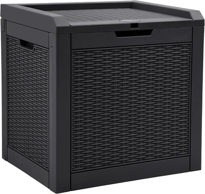 YITAHOME 32 Gallon Rattan Deck Box | Indoor Outdoor Storage Box for Patio Furniture, Pool Accessories, Cushions, Garden Tools, Sports Equipment, Waterproof Resin