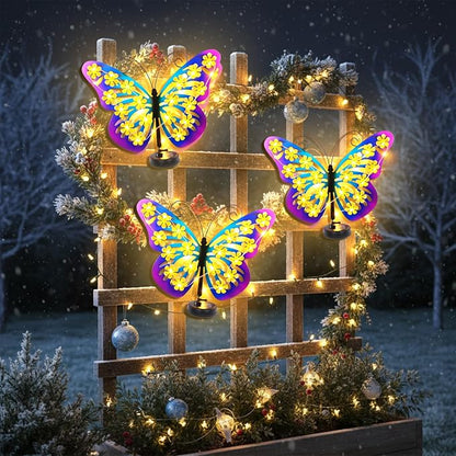 Solar Lights Outdoor Metal Butterfly Wall Decor with 30 Led-13.5" Outdoor Fence Wall Art Decor, Gifts for Women Mom Grandma Birthday,Hanging Decoration for Garden Patio Porch Yard,Xmas gifts for women