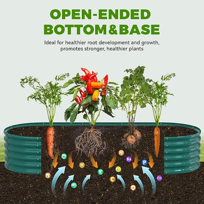 Galvanized Raised Garden Bed, 18" Tall Metal Raised Beds for Gardening | 8x3x1.5ft, Large Planters Boxes for Outdoor Plants Vegetables, Flowers, Herbs & Tomatoes, Above Ground Garden Beds Kit, Green
