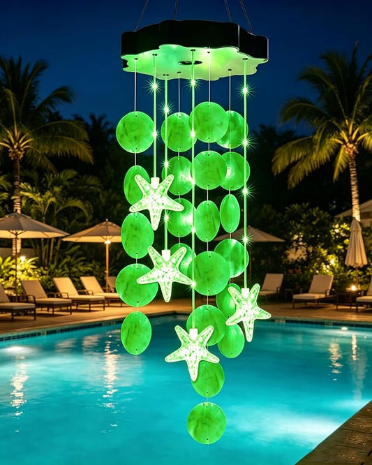 Toodour Solar Wind Chimes for Outside, Shells Light Gifts for Mom Grandma Women Wife Girls, Solar Wind Chimes Outside Decorative Mobile Light for Holiday Garden Porch Yard Outdoor Decor (Green)
